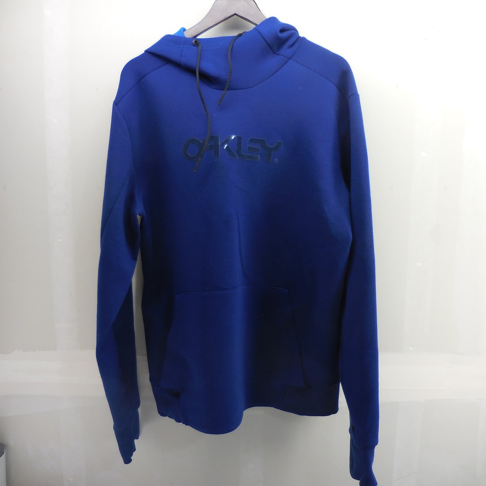 Oakley Mens Royal Blue Logo‎ Hoodie Pullover Sweatshirt XL Thumbholes Zip Pocket